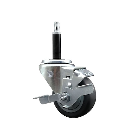 Service Caster 3'' Thermoplastic Rubber Swivel 3/4'' Expanding Stem Caster with Brake SCC-EX20S314-TPRB-TLB-34